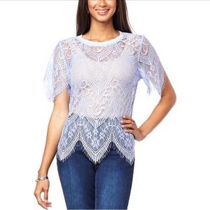 G by Giuliana Stretch Lace Tee XS Lavendar